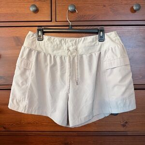 LEG3ND Women's Beige Stretchy Cargo Shorts